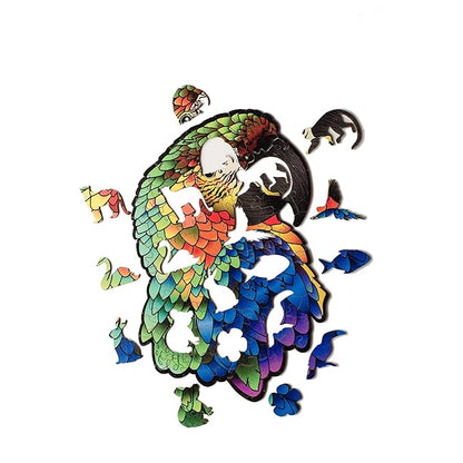 91knots Macaw 72 Pieces Wooden Jigsaw Puzzle for Kids & Children | Animal Shape Macaw Bird Puzzle for 6 Year Old Kids