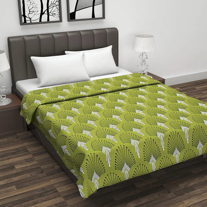 Divine Casa Glace Cotton Double Bed Dohar Lightweight & Breathable AC Blanket Colour Olive Green & Blue