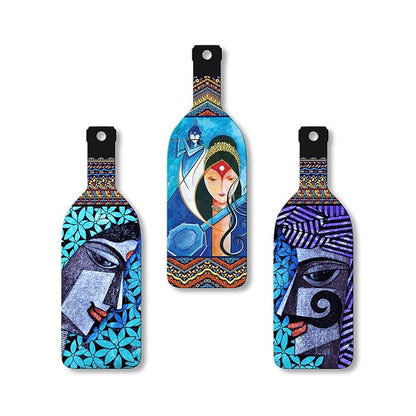 Artvibes Abstract Art Radha Krishna Wooden Wall Hanging for Home Decor | Set of 3