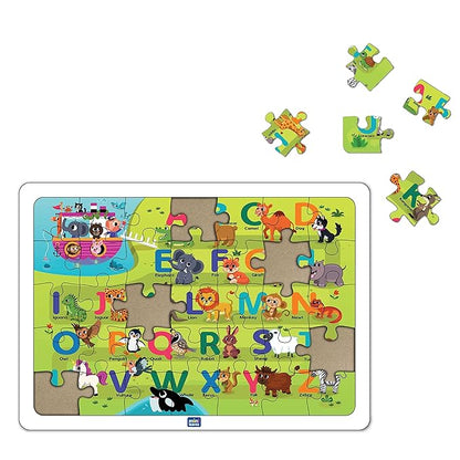 Mini Leaves 24 Piece Puzzle for Kids | Alphabets Jigsaw Puzzle | Educational Toys for Kids 3+ Years | Gift for Kids With Wooden Tray