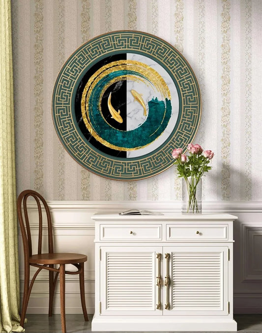 Livin'luxe Paintings Fish Abstract Modern Art Premium Sparkle Lamination Golden Slim Frame Large Size GRM-17