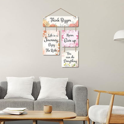 Artvibes Think Bigger Decorative Wall Art Mdf Wood Hanger for Home Decor | Quotes Items | Artworks for Decoration
