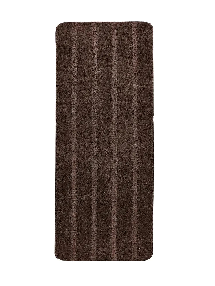 Saral Home Easy Living Home Striped Soft Microfiber Durable&washable Multipurpose Bedside Runner Colour Brown