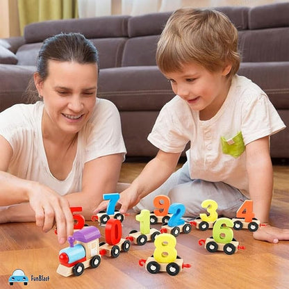 FunBlast Wooden Digital Colourful Number Train Educational Toys 0 to 9 Number Learning
