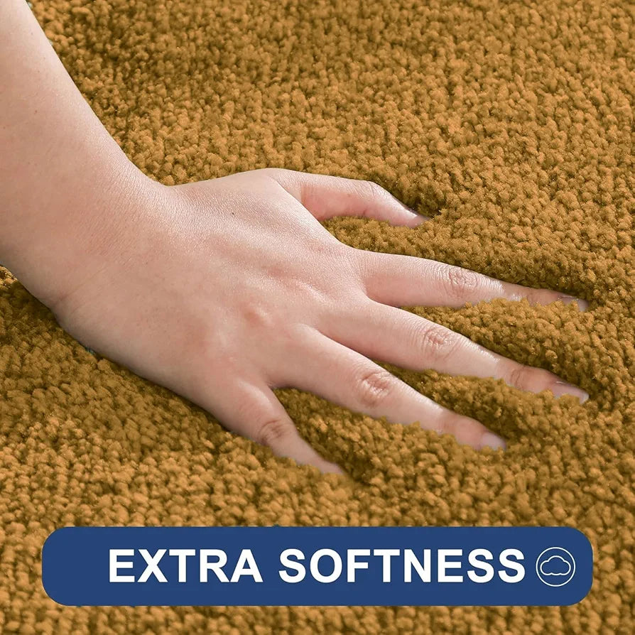 Luxe Home International Runner Super Soft Anti Skid Newman Rug For Bedroom  Rectangular Colour Gold