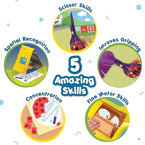 Imagimake Paper Scissor Skills Cut Fold & Paste Educational Toys For Kids