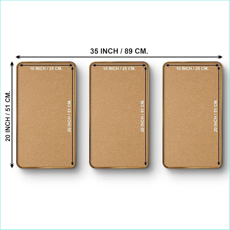 Livin'luxe Set of 3 Modern Art Madhubani Painting Premium Golden Framed Wall Paintings SG15