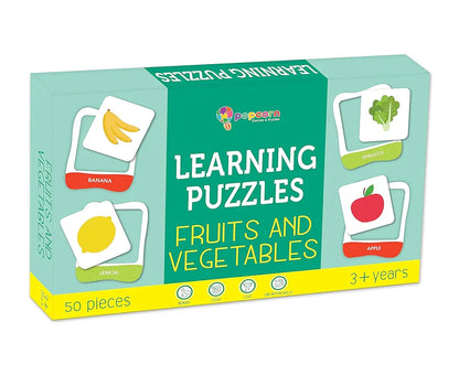 Popcorn Games & Puzzles Learning Puzzles Fruits & Vegetables for Kids |Improves Focus, Memory,Logic & Fine Motor Skills with 50 Pieces