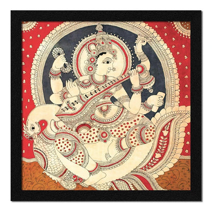ArtX Paper Madhubani Goddess Saraswati Devi Maa Traditional Wall Art Painting