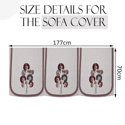 Kuber Industries Set of 6 Velvet 3 Seater Sofa Covers for Living Room Digital Flower-Cream & Brown