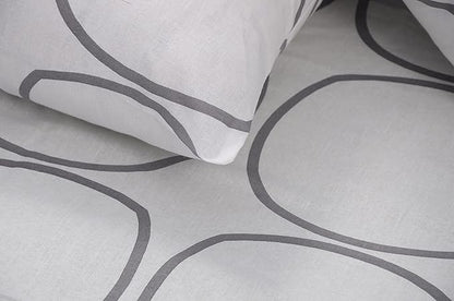 Huesland by Ahmedabad Cotton 144 TC Bedsheet for King Size Bed with 2 Pillow Covers | White (Grey Circles)