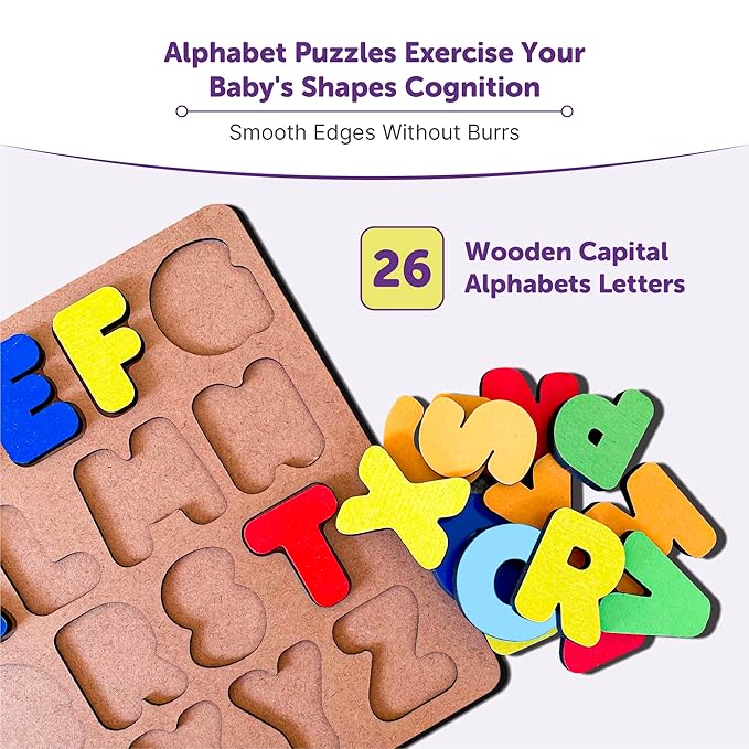 Mini Leaves Wooden Capital English Alphabets for Kids Learning Blocks for Kids 3 Years Alphabets for Kids