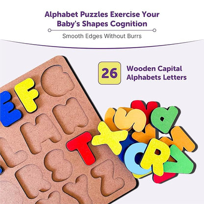 Mini Leaves Wooden Capital English Alphabets for Kids Learning Blocks for Kids 3 Years Alphabets for Kids