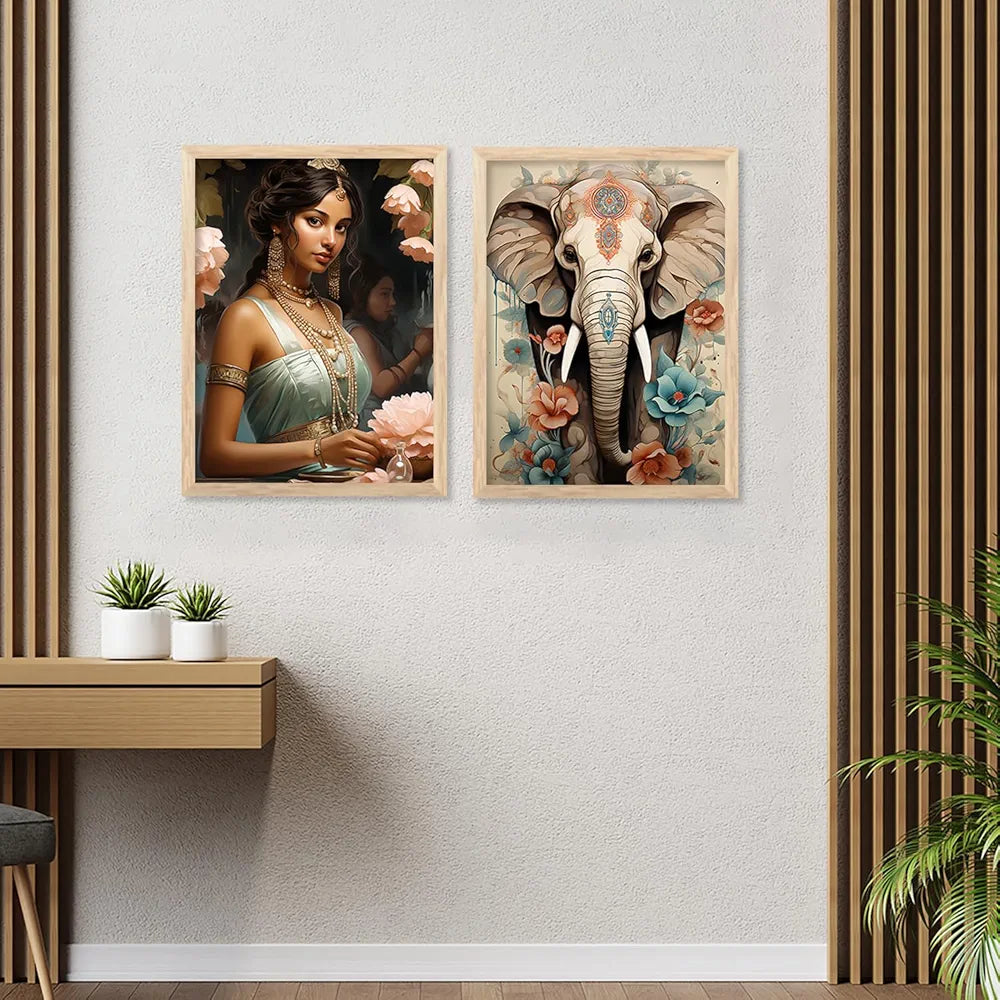 Kotart Peacock Digital Painting for Kitchen Restaurant Cafe Wall Decoration Set of 6 I