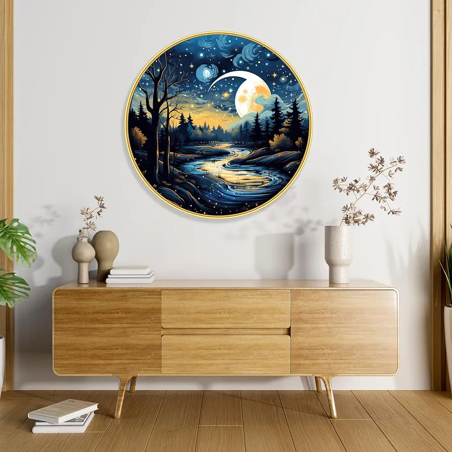 Livin'luxe Paintings Nature Scenery Abstract Modern Art Premium Sparkle Lamination Golden GR-21