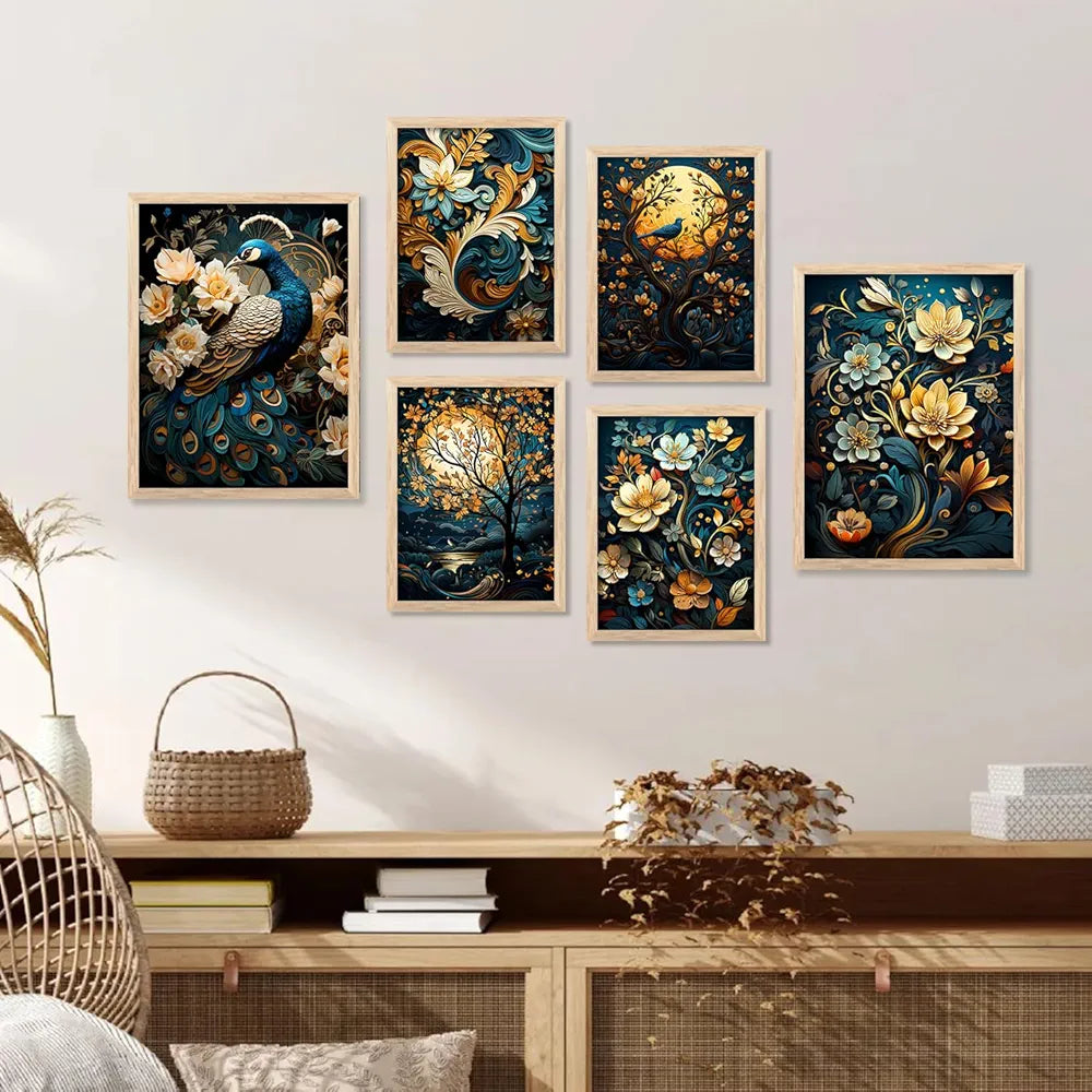 Kotart Paintings Modern Art Wall Decor Framed Paintings KOT70  Set of 6 Multicolor