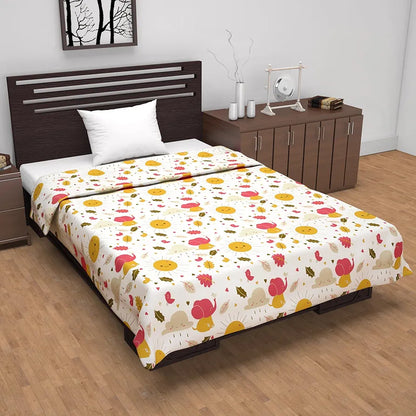 Divine Casa Pure Cotton Printed Single Dohar 120 GSM | Soft & Lightweight Throw Blanket Colour Marlin White
