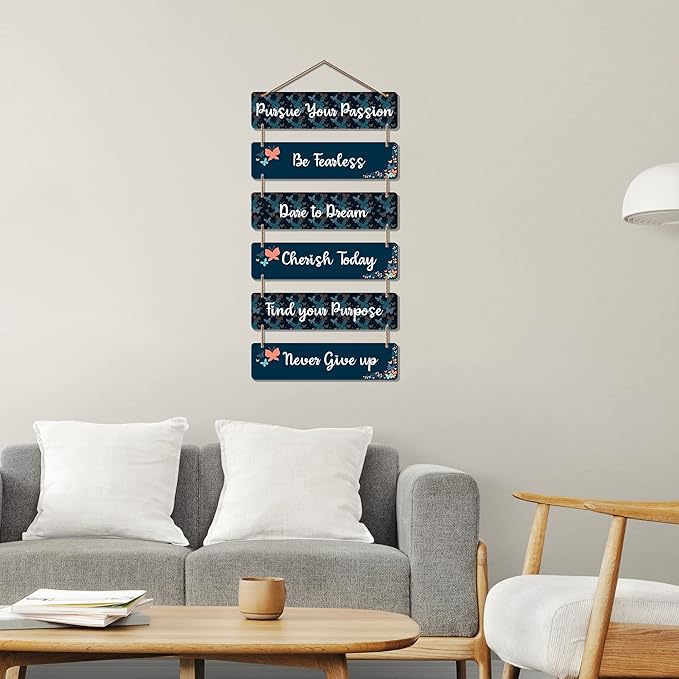 Artvibes Decorative Wall Hanging Wooden Art Decoration Item for Living Room | Quotes Decor Item | Wall Art for Hall | Set of 6