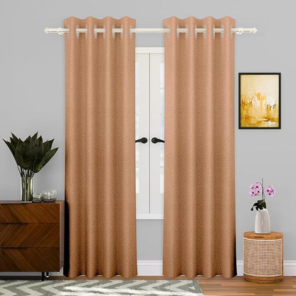 Kuber Industries Stylish Door Curtains for Living Room & Bedroom Web Net Colour Golden