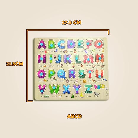 Highroof Alphabet Abcd Wooden Puzzle Kids Games Toys For Kids 3+ Jigsaw Puzzles For Adults Baby Learning