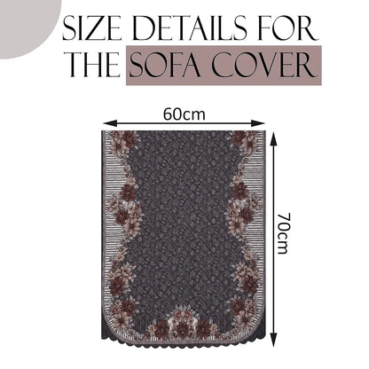 Kuber Industries Set of 4 Durable 2 Seater Sofa Cover for Living Room Floral Print Dark Olive Green