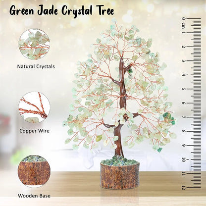 Bezavo Green Jade Crystal Tree Feng Shui Tree Copper Wire