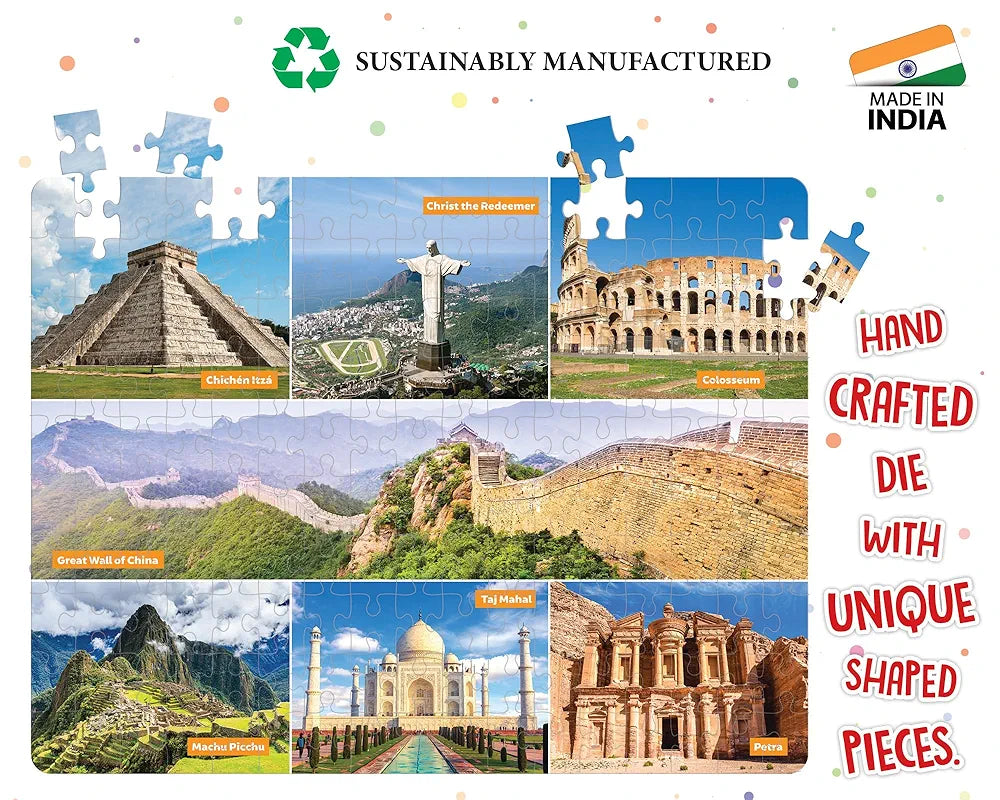 Popcorn Games & Puzzles for Kids 160 Piece | 7 Wonder Jigsaw Puzzle Game for Kids 7+ Years | Improve Knowledge, Hand Eye Coordination and Memory of Childrens