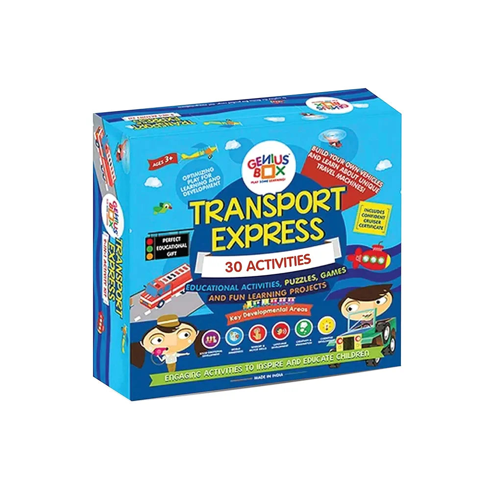 Genius Box - Play some Learning Transport Express Activity Kit,Paper,Multicolor  30 Activity Kit