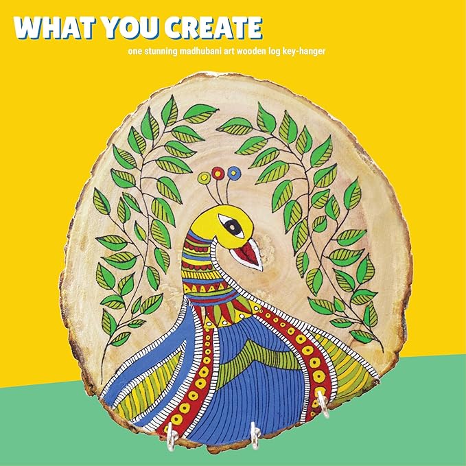 Kalakaram Diy Madhubani Key Hanger Painting Kit | Indian Ethnic Art Form Painting Kit | Cultural Education & Indian History Kit