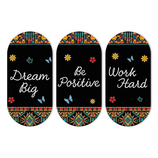 Artvibes Dream Big Positive Quotes Printed Wooden Wall Hanger for Home | Modern Decoration Items | Artworks | Set of 3