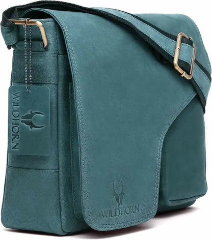 WildHorn�Leather 11 inch Laptop Messenger Bag for Men I Dedicated Laptop Compartment I Adjustable Strap I DIMENSION:L- 11 inch H-9.5 inch W- 3 inch