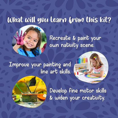 Kalakaram Paint Your Own 10 Figurines Painting Craft Kit for Kids | Nativity Painting Set Diy Painting Kit for Kids