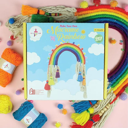 Kalakaram Diy Macrame Rainbow Kit | Macrame Craft Kit for Beginners | Diy Kids Room Decor | Activity Kit for Kids