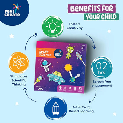 Fevicreate Space Science Art & Craft Kit | 12-Space-Themed Templates to Teach your Child about Space | Screen-Free Learning & Engagement | By Fevicol | Best Gift for Kids, Boys & Girls 8+ years