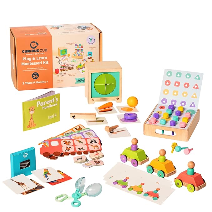 Curious Cub Montessori Learning Wooden Toys | Box 14 | Develop Problem/puzzle Solving |hand-eye Coordination & Brain Development