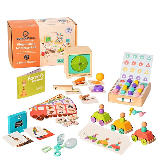 Curious Cub Montessori Learning Wooden Toys | Box 14 | Develop Problem/puzzle Solving |hand-eye Coordination & Brain Development