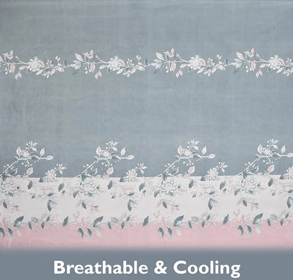 Fresh From Loom King Size Floral Print Microfiber Bedsheet Set 240 TC Anti Fade Includes 2 Pillow Cover Astar-Denim