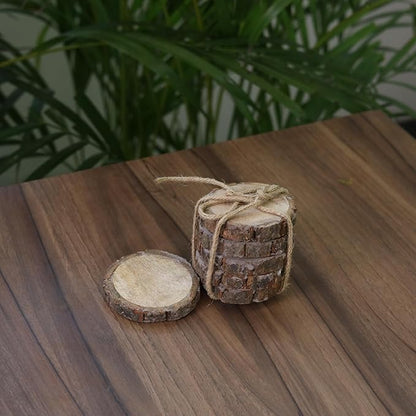 Hobby India Natural Mango Wooden Round Diy Craft Coasters for Your Drinks | Beverages & Bar Glasses