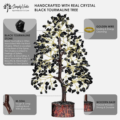 Simply Vedic Chakra Black Agate Crystal Tree