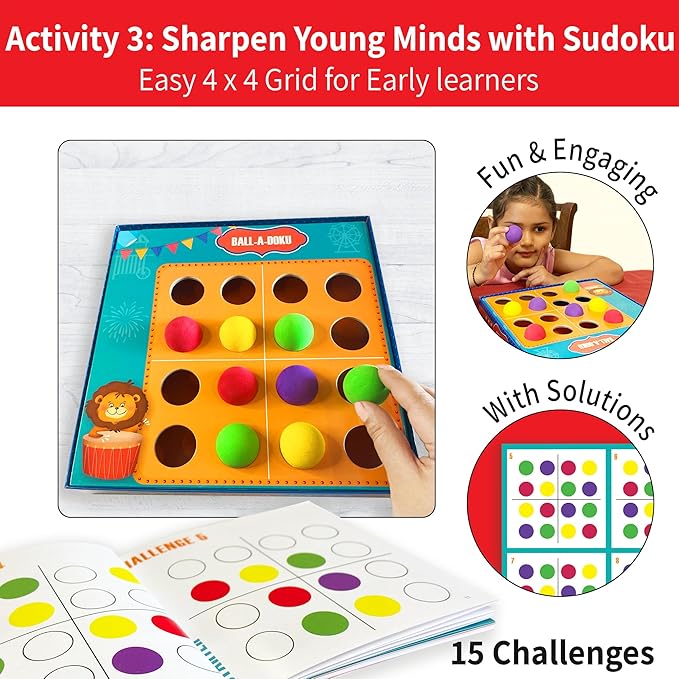 Chalk and Chuckles Chalk & Chuckles Ballaroo 3-in-1 Brain Games for Kids Age 4-8 Year Old | Stem Educational Toys