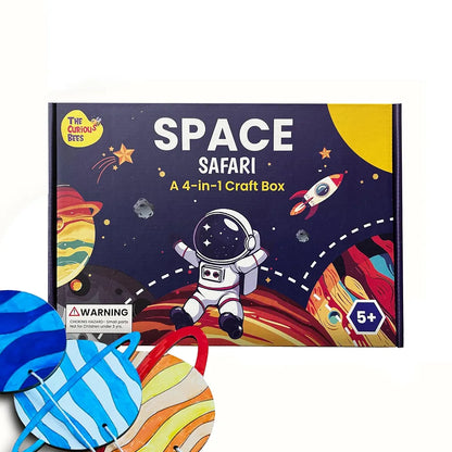 The Curious Bees Space Safari 4-in-1 Craft Box for Kids | Solar System Mobile, Astronaut Mask, Rocket Craft, Constellation DIY | Creative & Educational Space Activities | Age Group: 4-8 Years
