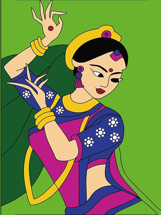 Hobby India Self Painting Madhubani Art Canvas | Madhubani Art | Pre-designed Canvas Board