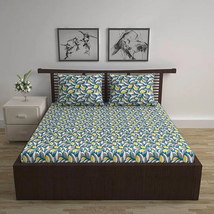Divine Casa 144 TC 100% Cotton Bedsheet for Double Bed with 2 Pillow Cover Colour Rustic Brown