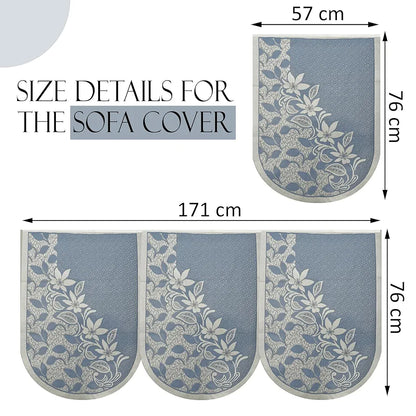 Kuber Industries 5 Seater Cotton Sofa Cover Slip Cover Set of 10 Pieces Floral Blue