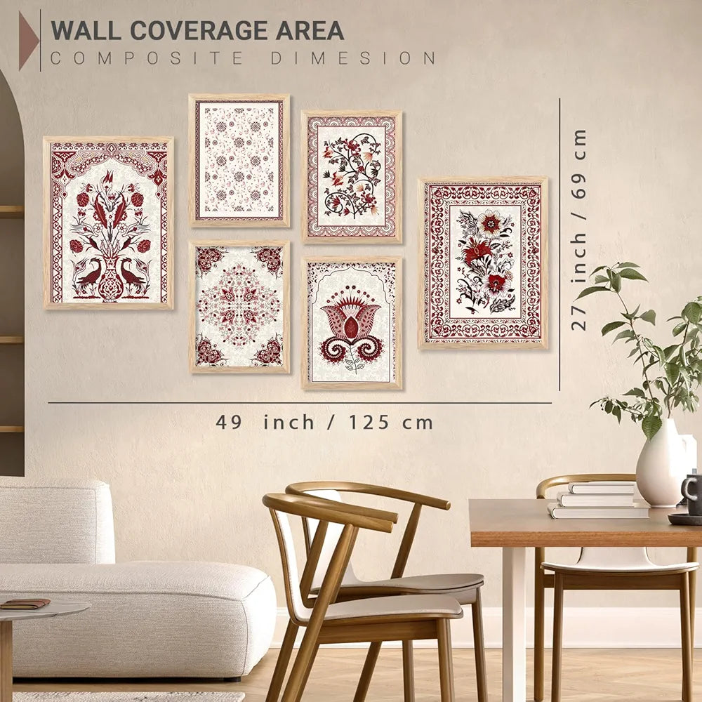 Kotart Premium Digital Paintings with Frame Floral Painting Pack of 6 art 4