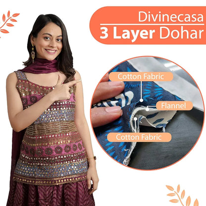Divine Casa Floret 100% Cotton Single Dohar 120 GSM Soft & Lightweight Throw Blanket Colour Red Orange