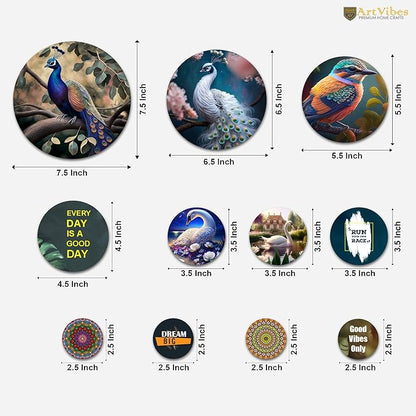 Artvibes Decorative Wooden Wall Hanging Decoration Item | Pack of 11 Pieces