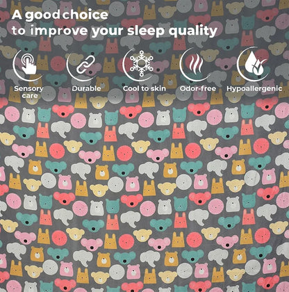 Fresh From Loom Glace Cotton Wrinkle Free Soft Hypoallergenic Bed Sheet Cartoon Printed Single Bedsheet With One Pillow Cover For Kids 144 tc Black