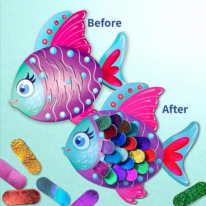 Chalk and Chuckles Art and Craft Kit | Fabulous Foil Decorations for Kids Age 4-9 Year | Sea Animals Diy Toys