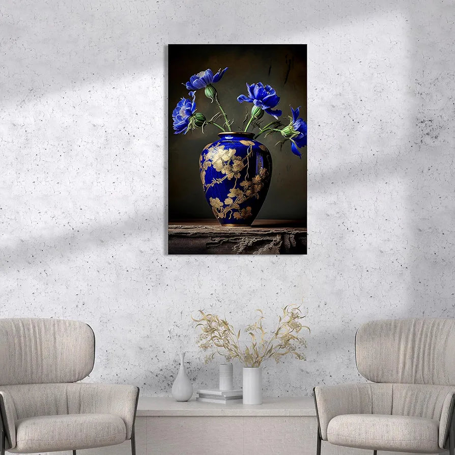 Kotart Blue Floral Modern Art Canvas Paintings for Bedroom Room Living Room Abstract Canvas Painting Style01